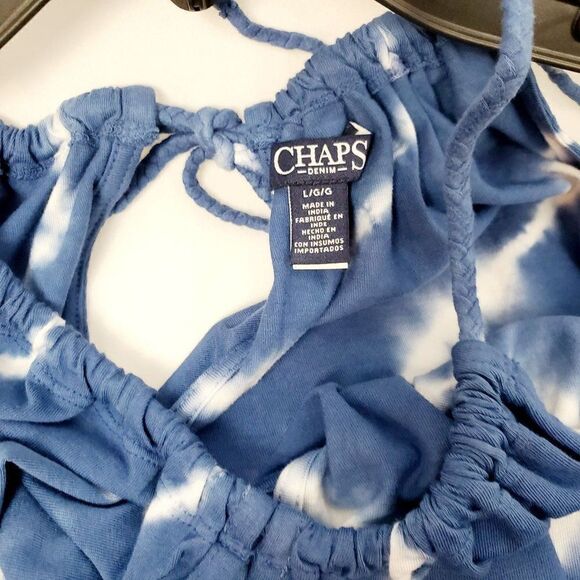 NWT Chaps Womans LARGE Blue Sleeveless Blouse Top - Picture 4 of 5